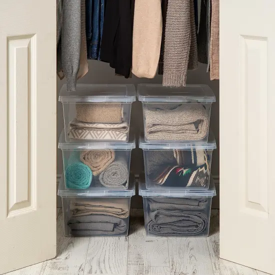 IRIS USA 12 Pack 17 Qt. Plastic Storage Container Bin with Latching Lid, Clear {5}