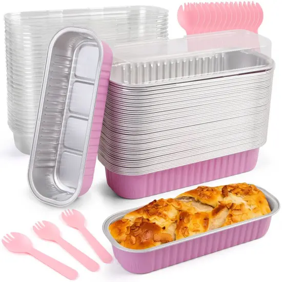 Aluminum Foil Mini Loaf Pans With Lids 50 Packs Baking Cups {1}