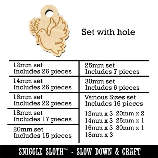 Peace Dove with Olive Branch Mini Wood Shape Charms Jewelry DIY Craft {1}