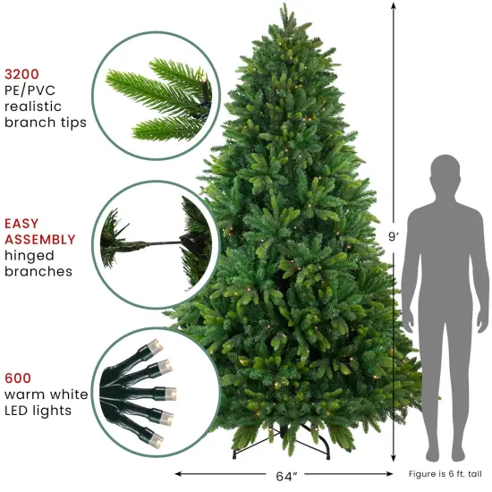 Northlight Pre-Lit Full Gunnison Pine Artificial Christmas Tree -9' - Warm White LED Green {7}