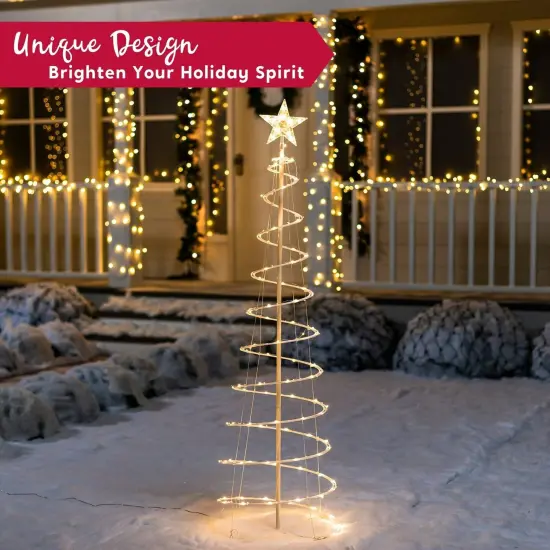 6FT Lighted Spiral Christmas Trees with Plug-in/Warm LEDs {2}