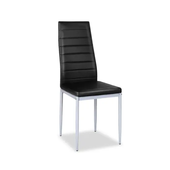 4 pcs PVC Leather Dining Side Chairs Elegant Design Black {3}