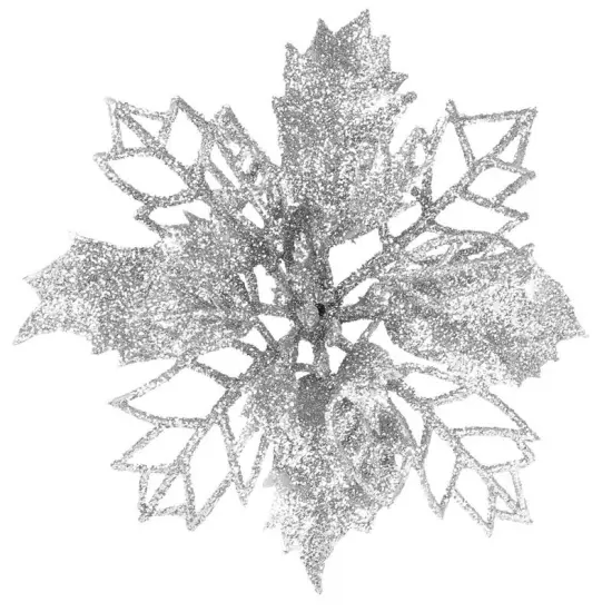 10 Glitter Poinsettia Christmas Hanging Flowers {1}