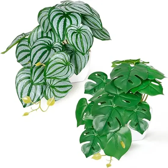 Artificial potted plants Fake Monstera Plant Mini Fake Plants Small Faux Plants for Desk Office Living Room Decor {1}