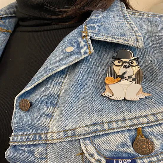 Wrapables Acrylic Fashion Brooch Pin for Sweaters, Coats, Scarves, and Bags, Cool Doggy {3}