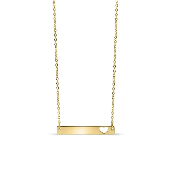 Cutout Heart Bar Polished Stainless Steel Necklace Black {5}