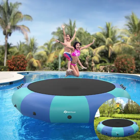 15 Feet Inflatable Splash Padded Water Bouncer Trampoline-Blue {2}