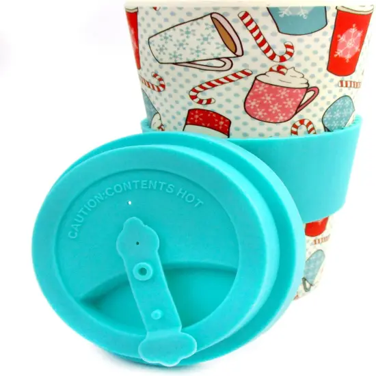 TINYMILLS Eco-Friendly Reusable Plant Fiber Travel Mug with Christmas Coffee Design {2}