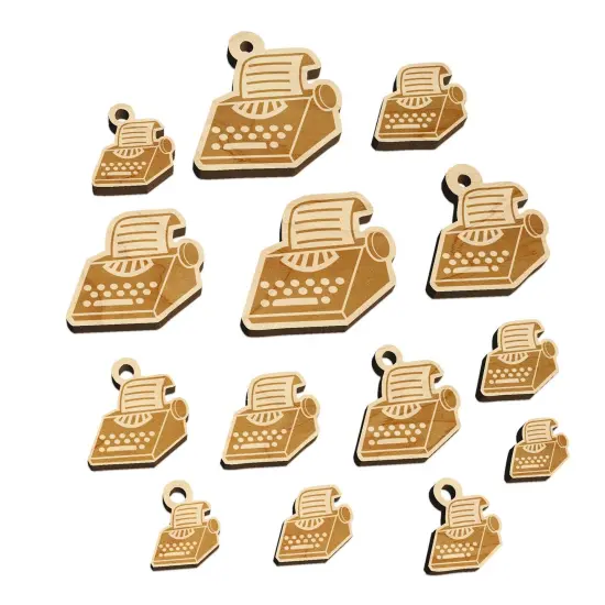 Old Typewriter Icon for Novels Books and Letters Mini Wood Shape Charms Jewelry DIY Craft {7}