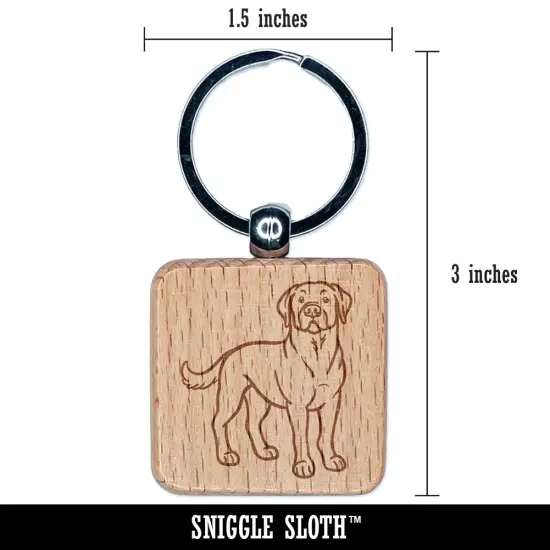 Friendly Labrador Retriever Pet Dog Engraved Wood Square Keychain Tag Charm {2}