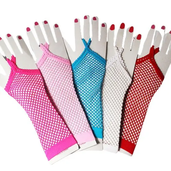 Kitcheniva Gothic Haft Arm Length Long Fishnet Gloves Fingerless For Women Blue {2}