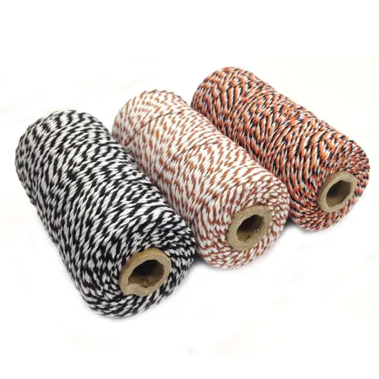 Wrapables Cotton Baker's Twine 12ply 330 Yards (Set of 3 Spools x 110 Yards) for Gift Wrapping, Party Decor, and Arts and Crafts (Black & Orange, Brown, Black) {2}