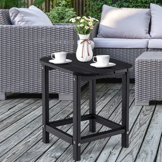 18 Inch Weather Resistant Side Table for Garden Yard Patio Black {2}