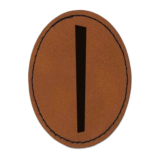 Norse Viking Dwarven Rune Letter I Round Iron-On Engraved Faux Leather Patch Applique - 2.5" Brown {1}