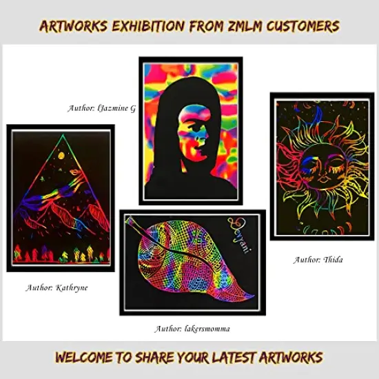 60 Pieces Rainbow Magic Scratch Paper for Kids Black Scratch Off Art Crafts Kits Notes with 5 Wooden Stylus for Girls Boys Toy Halloween Party Game Christmas Birthday Gift {3}