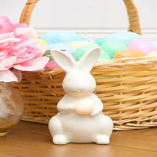 Led White Ceramic Bunny Easter Figure Figurine {4}
