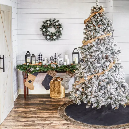 Dress Denim Tree Skirt with Faux Fur Trim - 66" {3}