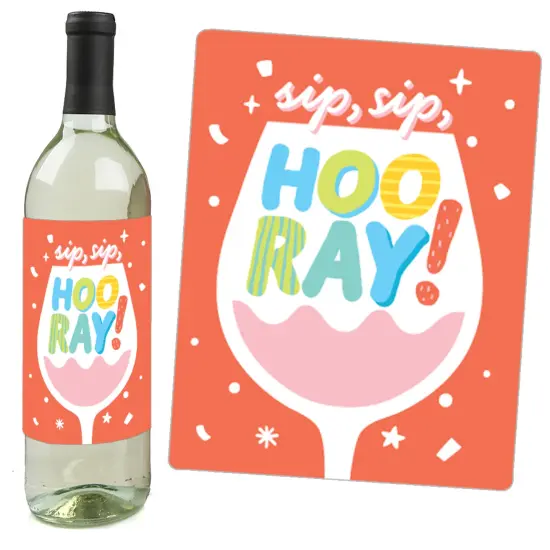 Big Dot of Happiness Party Time - Happy Birthday Party Decorations for Women and Men - Wine Bottle Label Stickers - Set of 4 {6}