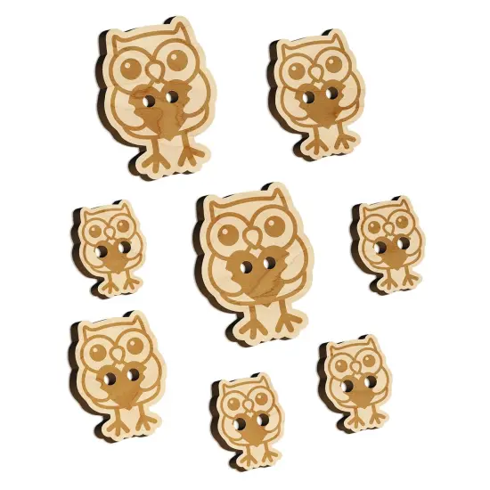Owl Holding Heart Wood Buttons for Sewing Knitting Crochet DIY Craft {7}