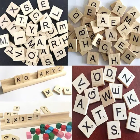 200 PCS Wood Scrabble Tiles Replacement Wooden Alphabet . {3}