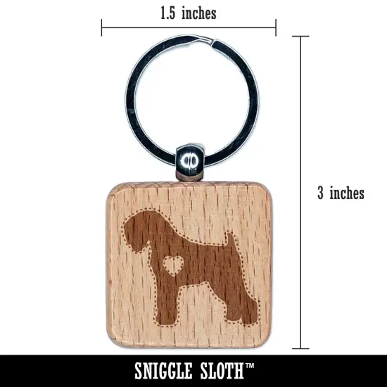 Black Russian Terrier Chornyi Dog with Heart Engraved Wood Square Keychain Tag Charm {2}