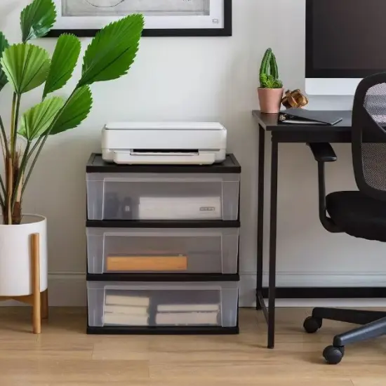 IRIS USA Wide 3 Drawer Plastic Storage Chests 2 Pack {4}