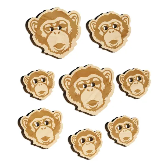Chimpanzee Primate Ape Wood Buttons for Sewing Knitting Crochet DIY Craft {7}