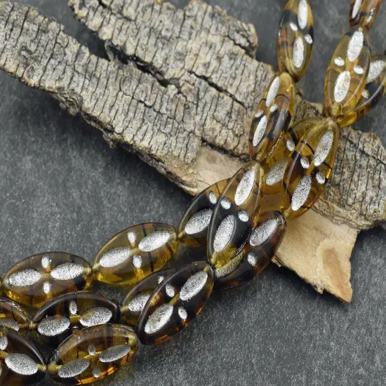 *10* 20x9mm Silver Washed Root Beer Topaz Marquise Oval Beads {1}