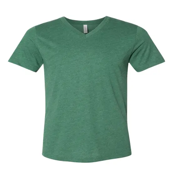 BELLA + CANVAS&reg; Heather CVC Short Sleeve V-Neck Tee Heather grass green {1}