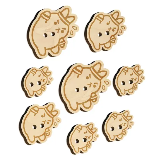 Cute Kawaii Bunny Rabbit Workout Exercise Wood Buttons for Sewing Knitting Crochet DIY Craft {7}
