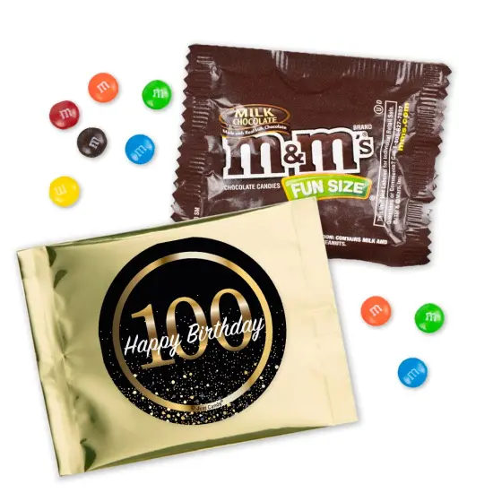 12 Pcs 100th Birthday Candy M&M's Party Favor Packs - Milk Chocolate {1}