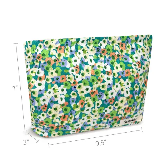 Wrapables Cosmetic Pouch, Makeup and Toiletry Travel Bag, Green Floral {2}