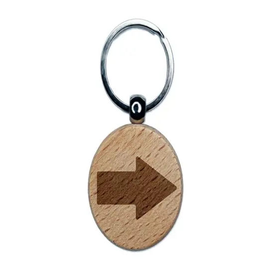 Arrow Rounded Corners Solid Engraved Wood Round Keychain Tag Charm {1}