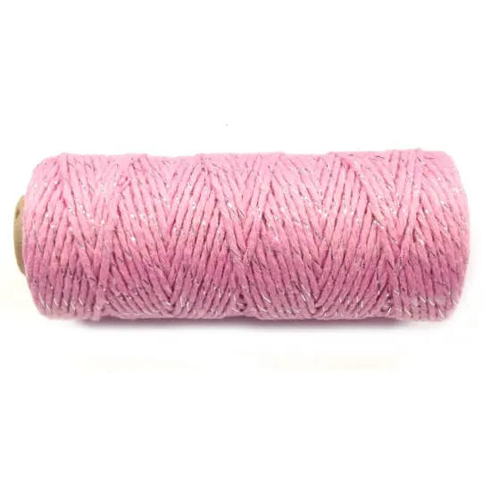 Wrapables Cotton Baker's Twine 12ply 110 Yard, Pink/Metalic Silver {1}
