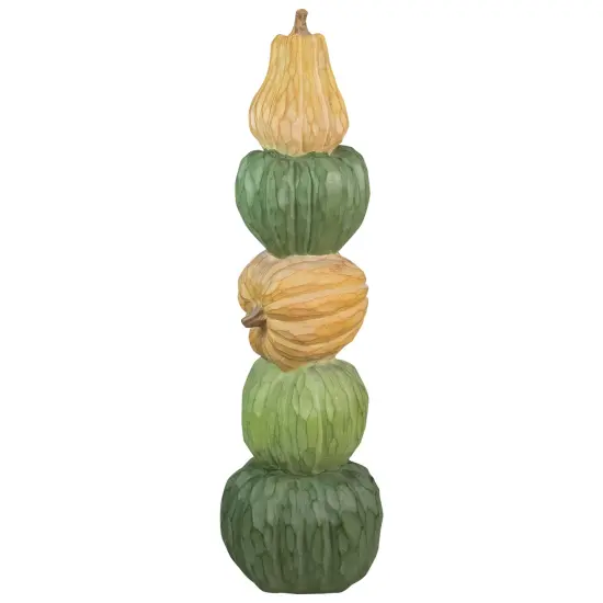 Northlight Carved Tri-Color Stacked Pumpkin Tower Fall Harvest Decoration - 42.5" Orange {4}