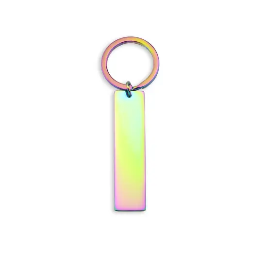 Blank Polished Stainless Steel Bar Keychain Pendant Gold {5}