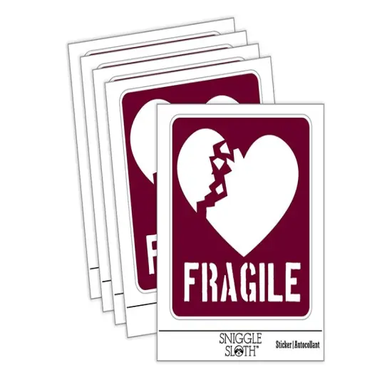 Fragile Broken Heart Waterproof Vinyl Phone Tablet Laptop Water Bottle Sticker Set - 5 Pack {2}