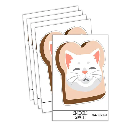 Cat in Sliced Bread Waterproof Vinyl Phone Tablet Laptop Water Bottle Sticker Set - 5 Pack {2}