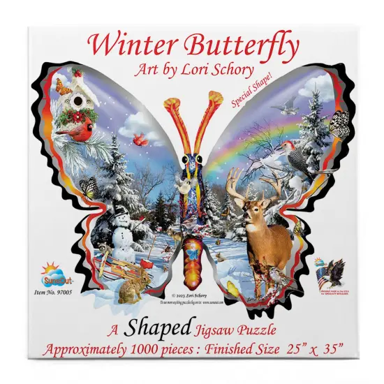 Sunsout Winter Butterfly 1000 pc Special Shape Jigsaw Puzzle 97005 {4}