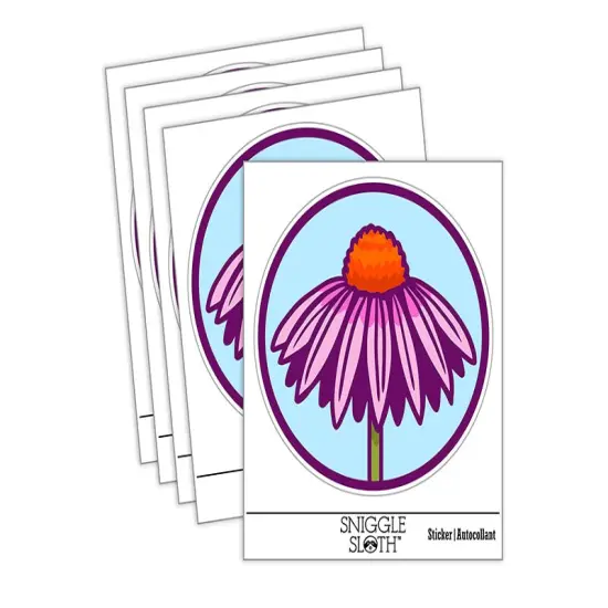 Coneflower Echinacea Waterproof Vinyl Phone Tablet Laptop Water Bottle Sticker Set - 5 Pack {2}