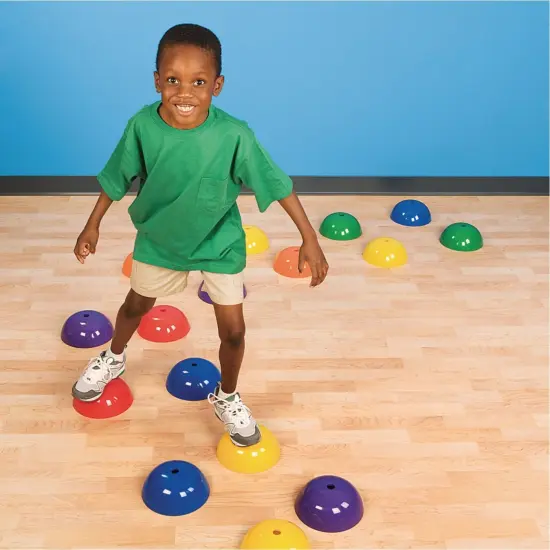 S&S Worldwide Spectrum Dome Cones.7-1/2" Diameter x 3" H Plastic Hemispherical Cones. Includes Handy Spindle for Easy Storage and Transport. Set of 36 Cones, 6 Each in 6 Colors. {3}