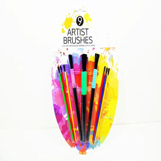 2 Sets of 9pc Short Handle Nylon Art Brushes {1}