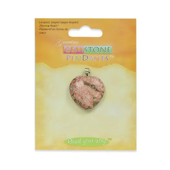 6 Packs of Leopard Jasper Heart Pendant {1}