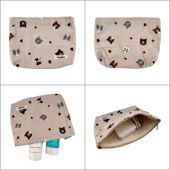 Wrapables Cosmetic Pouch, Makeup and Toiletry Travel Bag, Embroidered Cats {3}