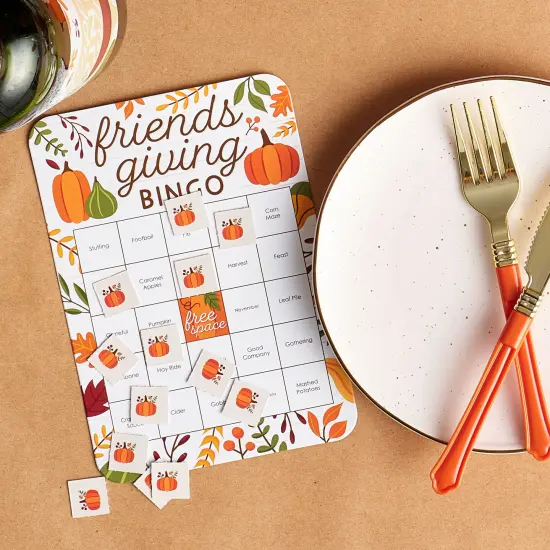 Big Dot of Happiness Fall Friends Thanksgiving - Bingo Cards and Markers - Friendsgiving Party Bingo Game - Set of 18 {3}