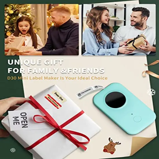 D30 Label Maker Machine with Tape, Bluetooth Thermal Mini Label Printer for Storage, Barcode, Mailing, Office Supplies, Home, Organizing Storage,Small Portable Sticker Maker, Green {3}