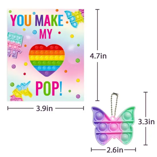 24 Valentines Day Gifts for Kids - Valentines Cards with Pop Bubbles Bulk- Valentine Exchange for Girls Boys School Class Classroom Fidget Toys Party Favors {6}