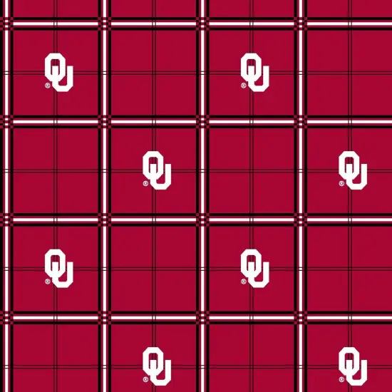 Sykel Enterprises-University of Oklahoma Flannel Fabric-Oklahoma Sooners Plaid Cotton Flannel Fabric {1}