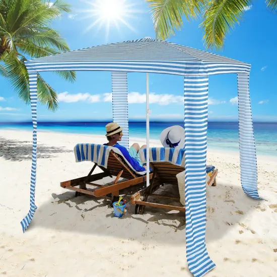Foldable and Easy-Setup Beach Canopy With Carry Bag Blue {3}