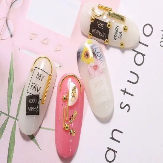 Kitcheniva 3D Ocean Rivets Gold Rhinestones Nail Art Decoration {3}